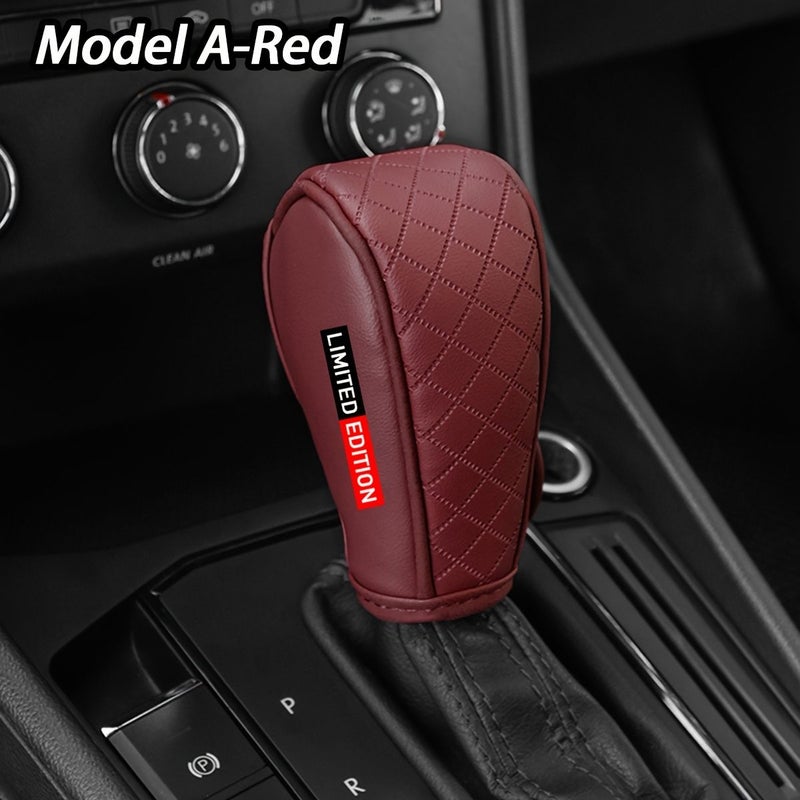 Faux Leather Car Gear Shift Knob Cover Black And Red Model C For Lexus Nissan Hyundai KIA - Image 5