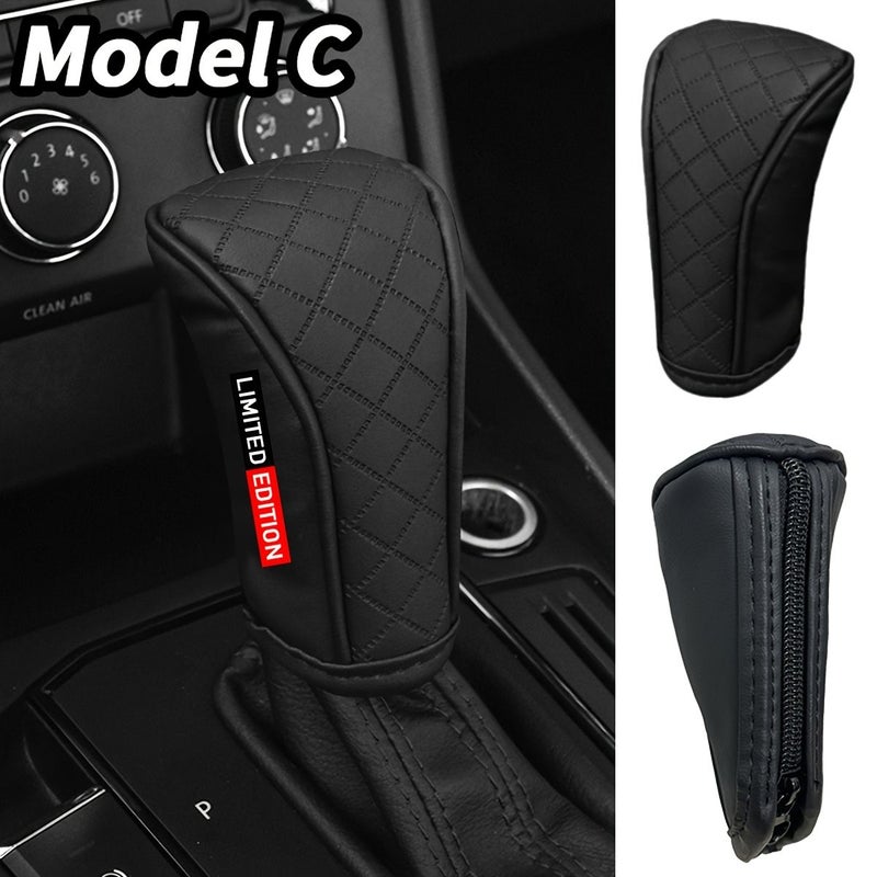 Faux Leather Car Gear Shift Knob Cover Black And Red Model C For Lexus Nissan Hyundai KIA - Image 4