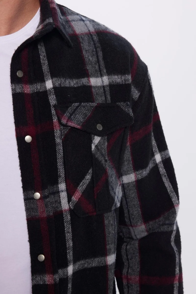 Tudors Men's Relax Fit Casual Cut Lumberjack Double Pocket Snap Plaid Winter Shirt