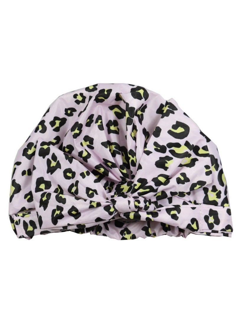 Women Girls Shower Caps, Waterproof Reusable Shower Hair Caps Turban Shower Bath Caps for Long, Short and Curly Hair,Set of 2（Leopard）  - Image 3