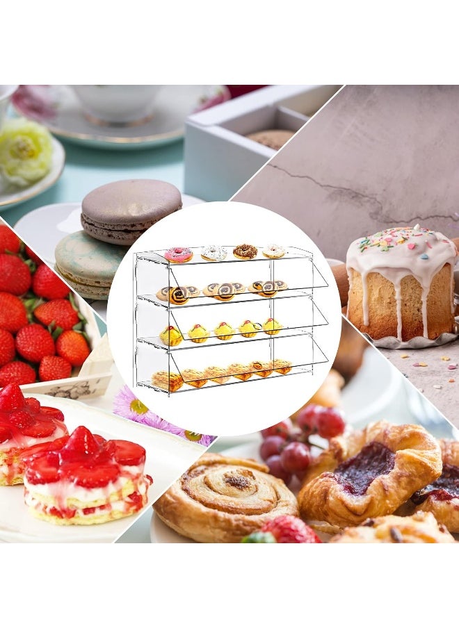 TPGP 3 Tray Pastry Display Case Acrylic Bakery Display Cabinet Clear Removable Donut Display Shelf Cupcake Display Case Retail Display Counter with Cake Serving Tong for Party Cafe Bakery  - Image 2