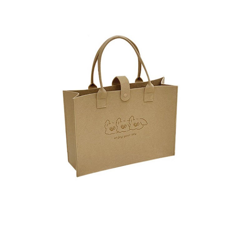 Wool Felt Cute Cartoon Felt Bag Handbag Various Styles Large Capacity Tote Bag Travel Commuter Lunch Box Bag - Image 5