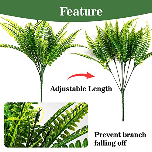 MAQIHAN 20 PCS Fake Fern - Artificial Ferns for Outdoors Faux Ferns for Outdoors Planter Large Outdoor Patio Decor Boston Fern Artificial Plants Faux Greenery Outdoor Porch Decor - Image 4