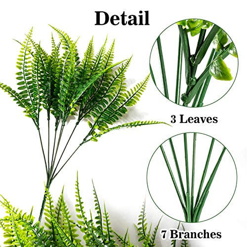 MAQIHAN 20 PCS Fake Fern - Artificial Ferns for Outdoors Faux Ferns for Outdoors Planter Large Outdoor Patio Decor Boston Fern Artificial Plants Faux Greenery Outdoor Porch Decor - Image 3
