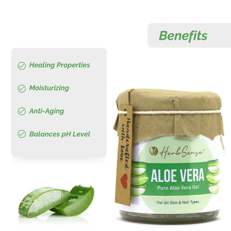 Herbsense Orange Peel Powder Pure Aloe Vera Gel Combo Pack For Healthy Clear Glowing Skin Face PackAloe Vera Gel 150 GM Orange Peel Powder 80 GM Glass Jar Packing - Image 4