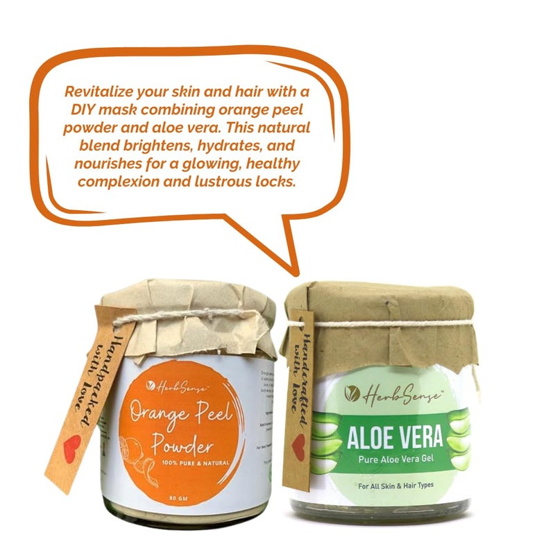 Herbsense Orange Peel Powder Pure Aloe Vera Gel Combo Pack For Healthy Clear Glowing Skin Face PackAloe Vera Gel 150 GM Orange Peel Powder 80 GM Glass Jar Packing - Image 5