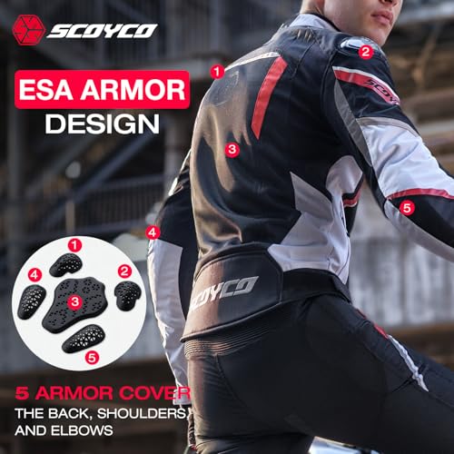 Scoyco جاكيت دراجة نارية سكويكو شبكي جاكيت ركوب دراجة نارية قابل للتنفس 4 مواسم - Image 4