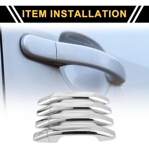 REPAIROCK 4pcs Exterior Door Handle Cover Car Door Handle Protector for Chevrolet Silverado 1500 20142024 Car Door Handle Protector without Keypad ABS Chrome Silver Tone - Image 3