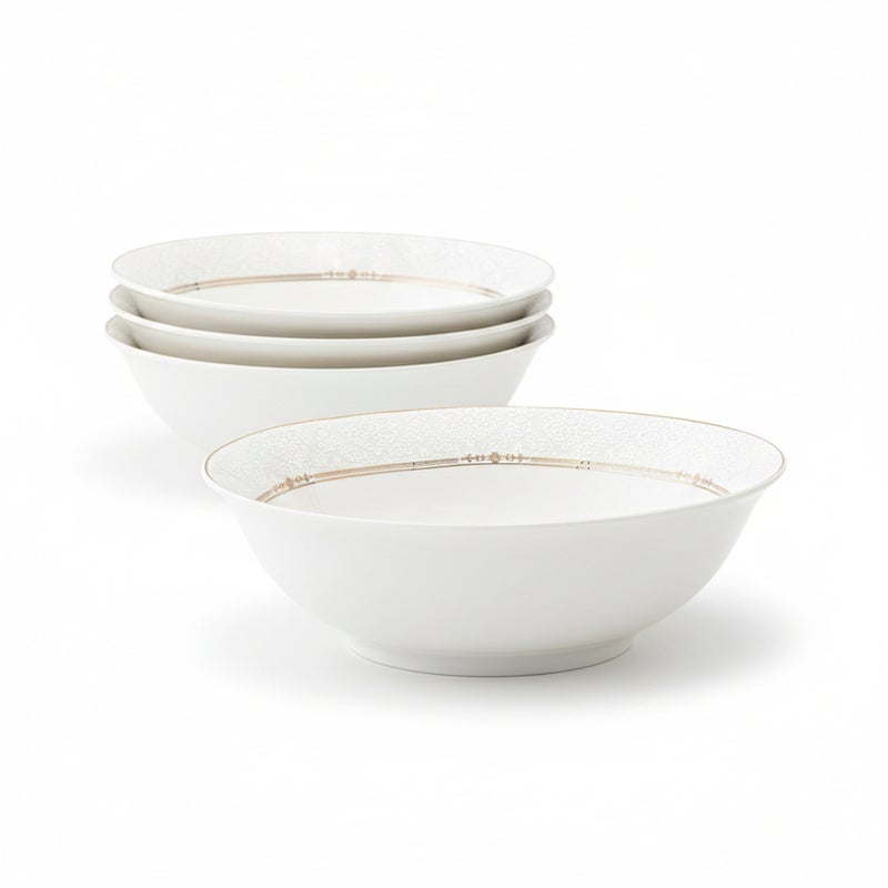 Shallow ISLA New Bone China Bowl 14 cm – Classic White Multipurpose Bowl for Daily Use, Brunch, Ramadan, Eid, Diwali, Coffee Station & Gifting (Set of 4) - Image 1