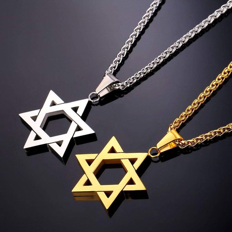 U7 Jewish Jewelry 18K Gold Plated Star of David Pendant Necklace Chain Israel Necklace for Men - Image 5