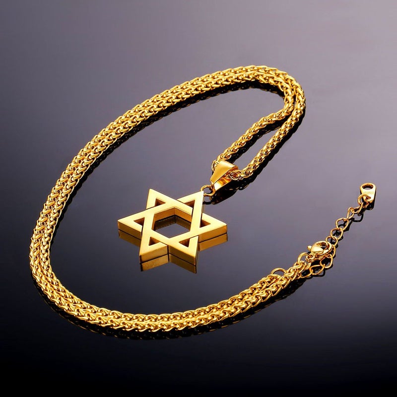 U7 Jewish Jewelry 18K Gold Plated Star of David Pendant Necklace Chain Israel Necklace for Men - Image 3