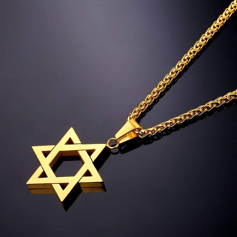 U7 Jewish Jewelry 18K Gold Plated Star of David Pendant Necklace Chain Israel Necklace for Men - Image 4