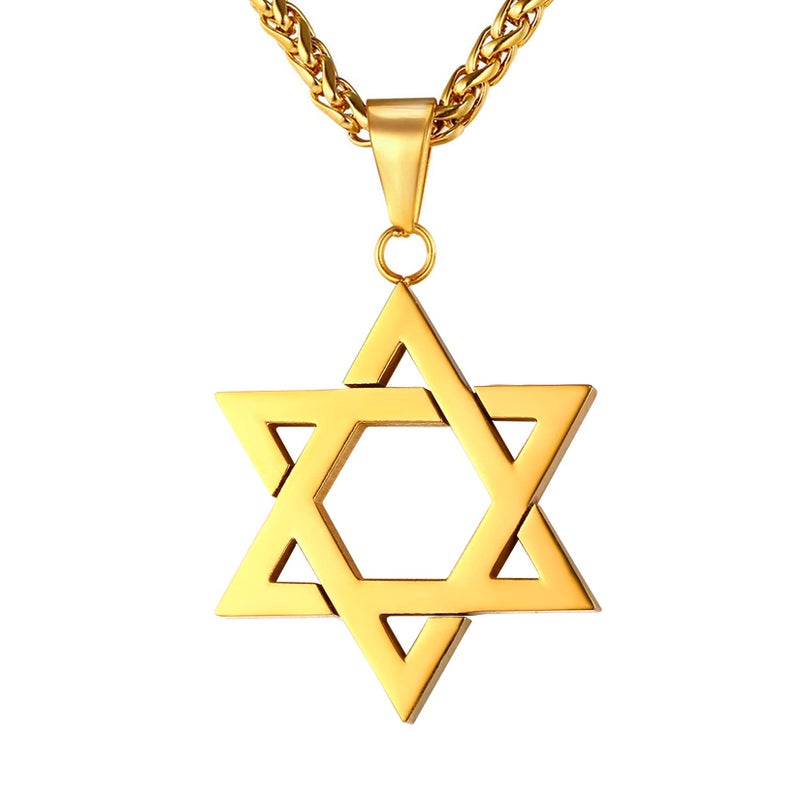 U7 Jewish Jewelry 18K Gold Plated Star of David Pendant Necklace Chain Israel Necklace for Men - Image 1