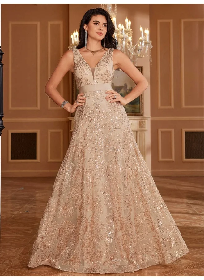 Madam Uniq Backless Strappy Evening Gown Long A-Line Dress