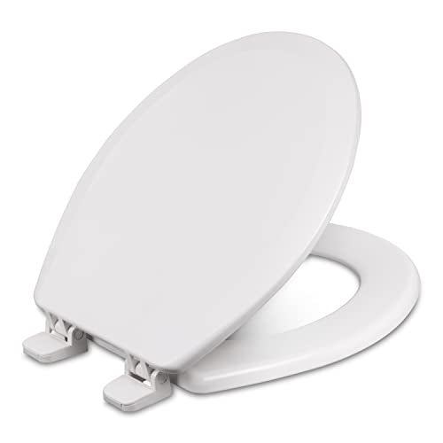 Centoco Wooden Toilet Seat Round, Closed Front with Cover, Residential, Made in the USA, 700-001, White - Image 1