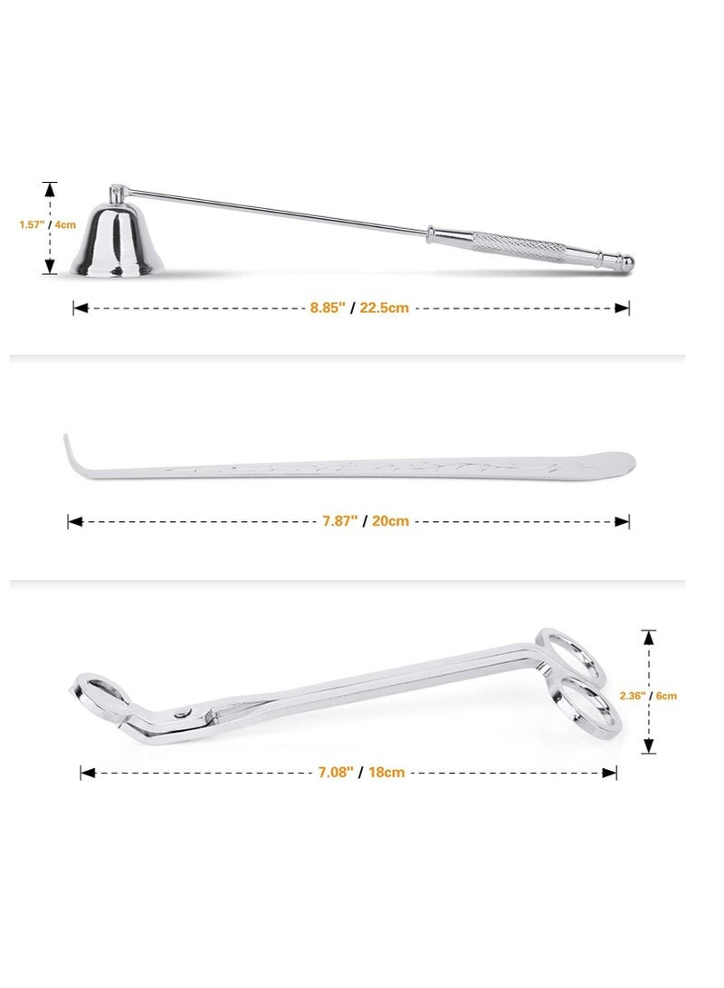 Captaintech 3 IN 1 Wick Trimmer and Snuffer Set Candle Care Accessory Set with Candle Wick Trimmer Candle Wick Cutter Candle Extinguisher Candle Wick Dipper Candle Snuffer for Candle Lovers (Silver) - Image 2