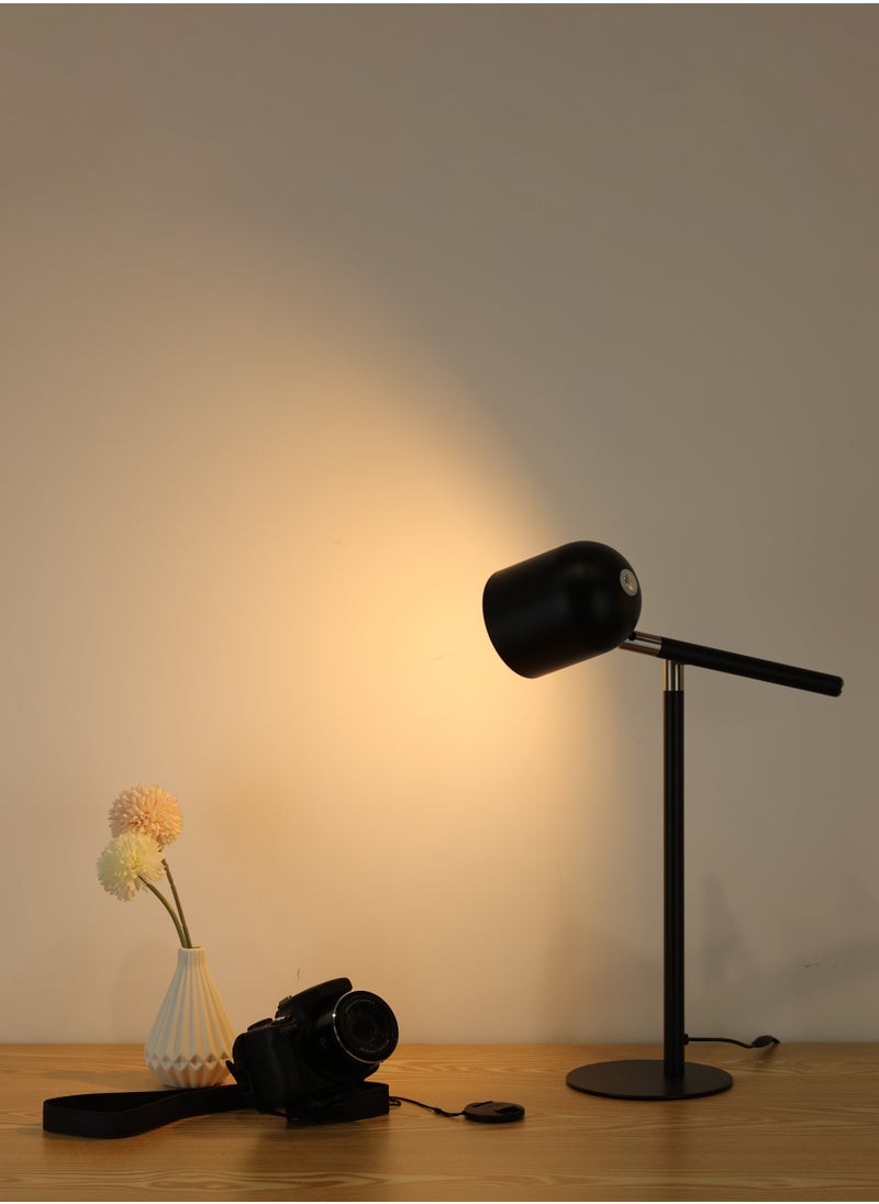 Generic - LED Touch Control Table Lamp, 3 Color Modes Stepless Brightness Desk Lamp with Adjustable Angle, Eye-Protection for Living Room, Reading (Black, Adapter Include) - Image 1