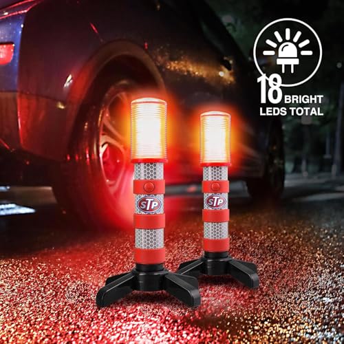 XTREME STP Emergency LED Road Flares, 3 Separate Lighting Modes: Flashing Red, Solid Red and White Flashlight, Visible From Up To A Mile, Foldable Stands/Built-In Magnet Sticks To Car - Image 4