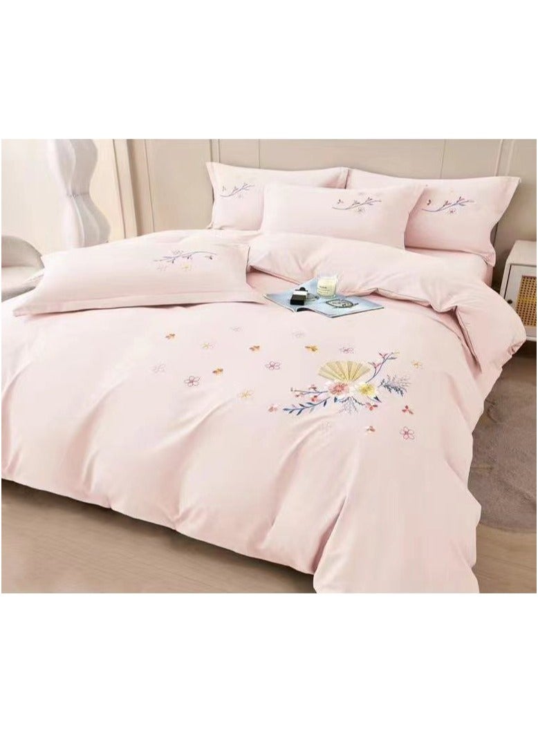 COMFY 6 PC COTTON EMBROIDERED SOFT & COMFORTABLE COMFORTER SET KING SIZE PINK