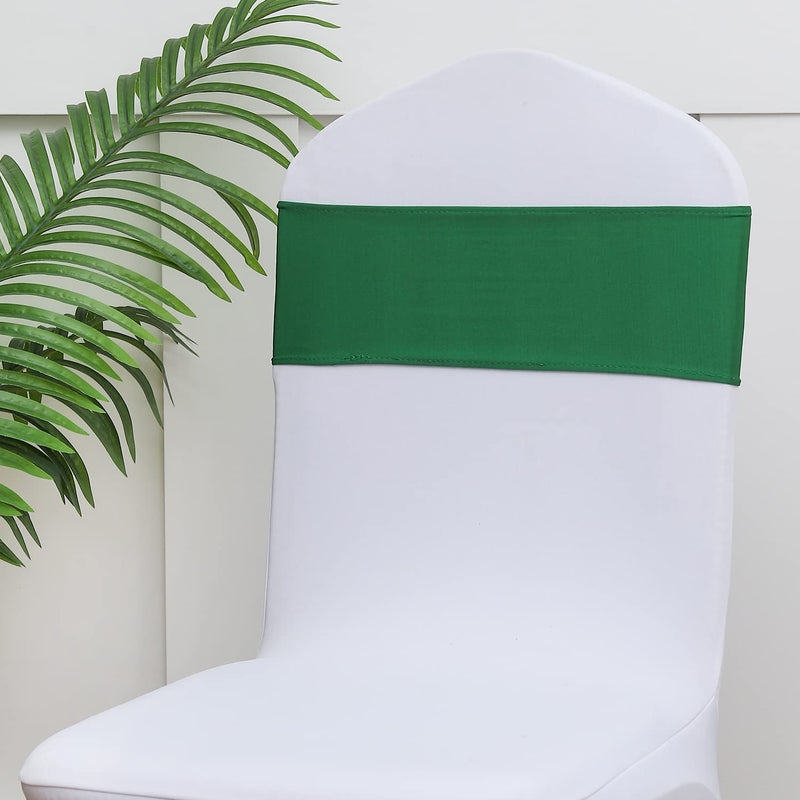 Gankar 50pcs Stretch Spandex Chair Sashes for Wedding Chair Bands with Buckles  Dark Green Chair Bows for Party Banquet Theme Event Decorations (50 Pieces  Dark Green) - Image 3