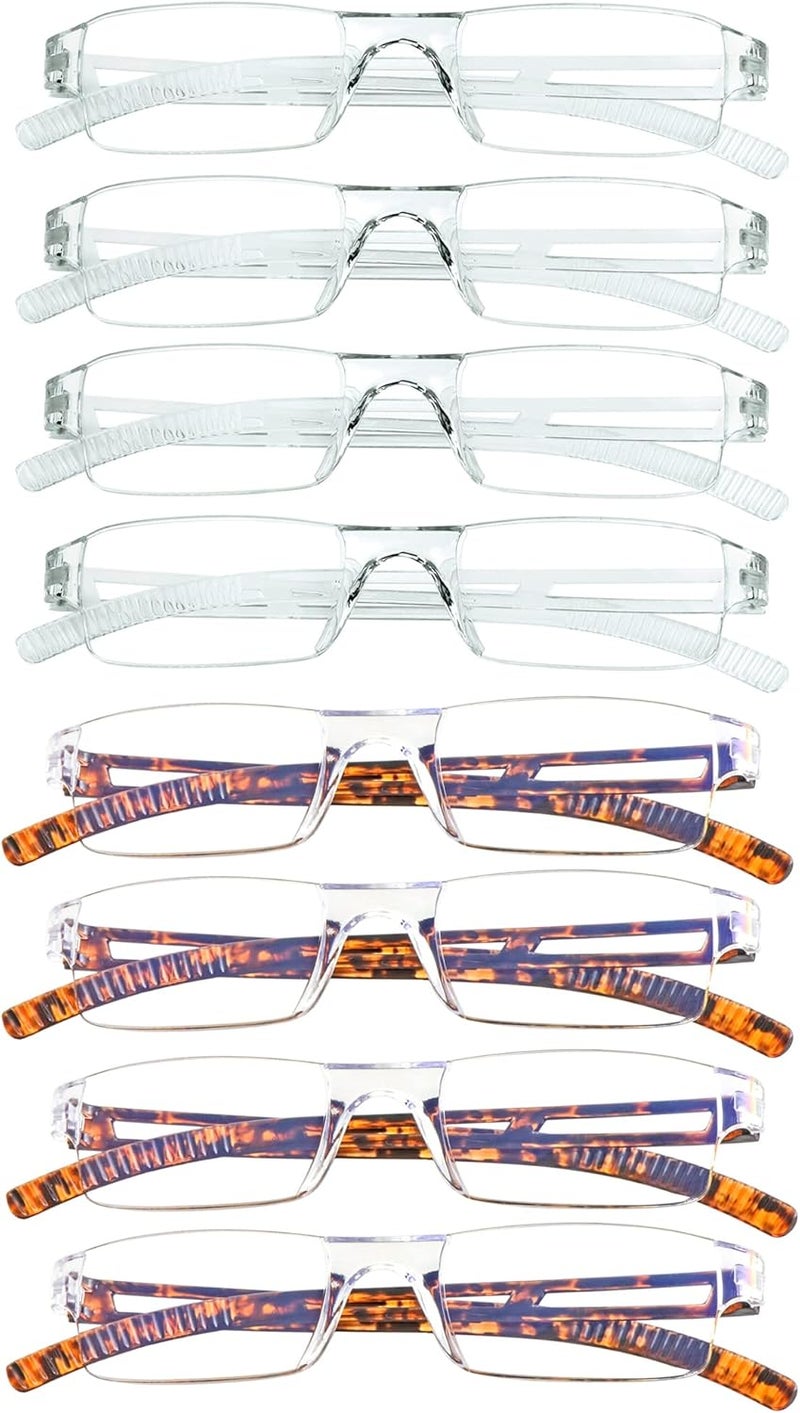 VisionGlobal 5/8 Pairs Reading Glasses, Computer Reading Glasses for Women and Men, Fashion Square Eyewear Frame - Image 1