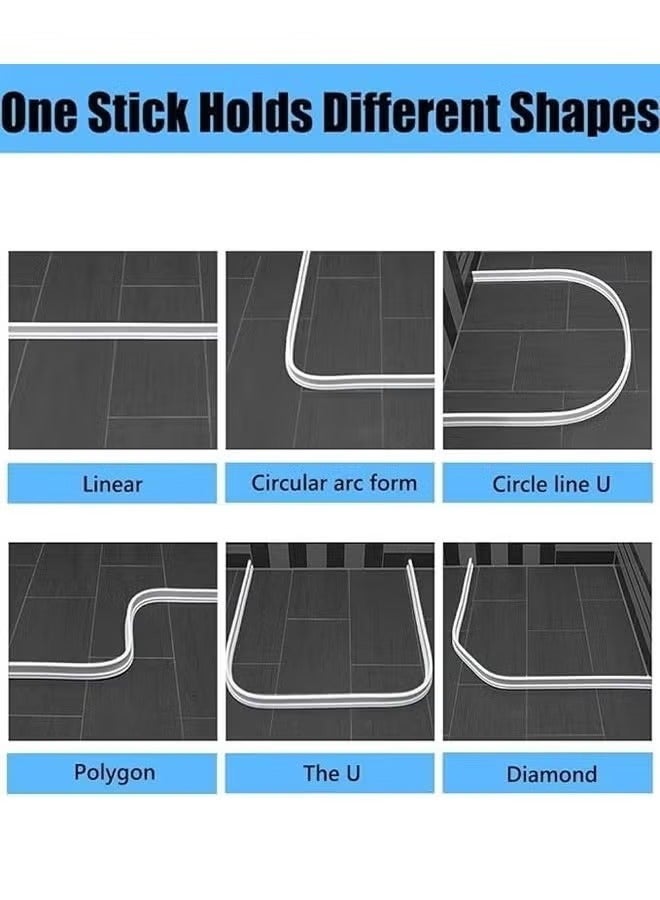 حاجز مائي، عتبة دش، حاجز مائي من السيليكون، حاجز دش حمام، قابل للطي، حمام أو سطح طاولة، شريط مانع لتسرب المياه، شريط مانع لتسرب المياه، شريط مانع لتسرب كابينة الدش، فصل رطب وجاف للحمام، 39 بوصة (أسود) - Image 5