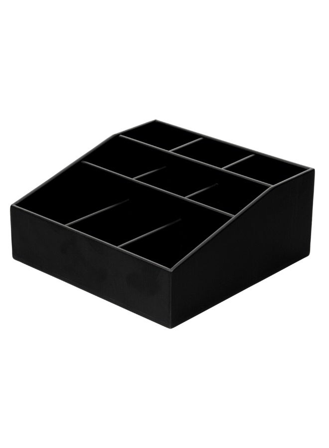 Restaurantware منظم توابل القهوة 11.75 × 5.5 بوصة، 1 منظم كريمة مربع - 9 أقسام، مقاوم للكسر، حامل أكسسوارات القهوة من الخيزران الأسود، لن يتشقق، لعلب السكر والكريمة - Image 1