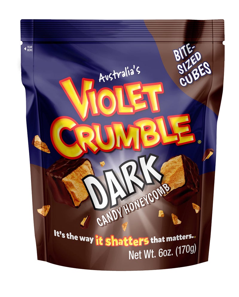 Violet Crumble Dark Chocolate Honeycomb Candy Chunks - Imported From Australia - 1 Bag