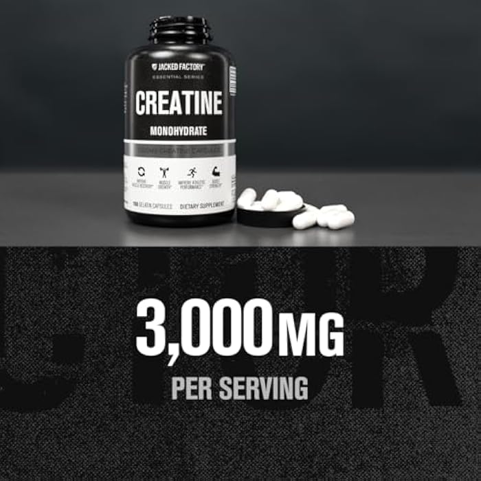 Jacked Factory Creatine Monohydrate Capsules - Creatine Pills for Muscle Growth, Increased Strength, Enhanced Energy Output and Improved Athletic Performance - 150 Capsules - Image 2