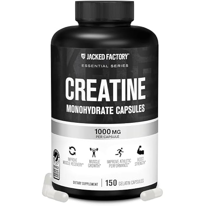 Jacked Factory Creatine Monohydrate Capsules - Creatine Pills for Muscle Growth, Increased Strength, Enhanced Energy Output and Improved Athletic Performance - 150 Capsules - Image 1