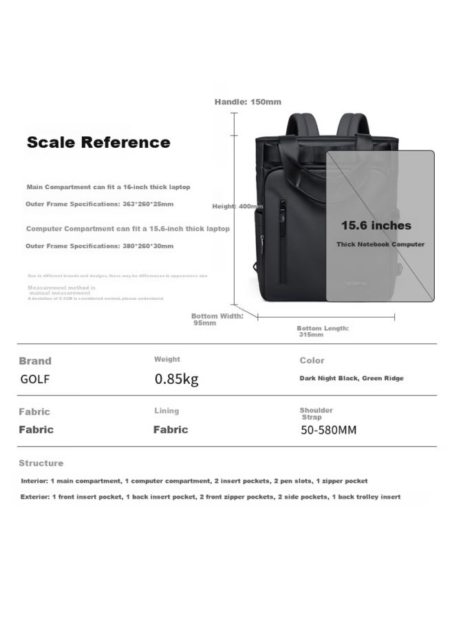 Golf Men's Travel Backpack 15.6/16 Inch Laptop Student Bookbag With Hand Carry For Business Commute Backpack - Image 3