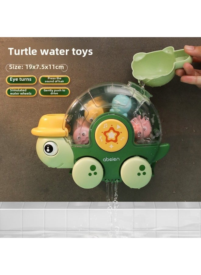Dinosaur Bathroom Toy Animal Shower Sprinkler Sucker Water Spray Baby Children Bath Toy-Color:Turtle Spinning Music  - Image 1