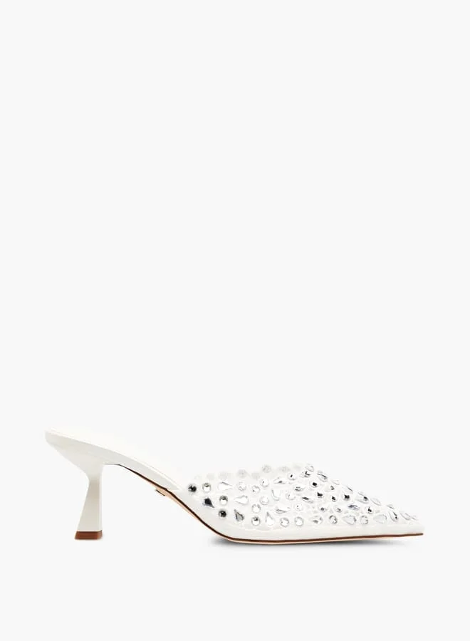 Women's Embellished Slip-On Shoes with Flared Heels