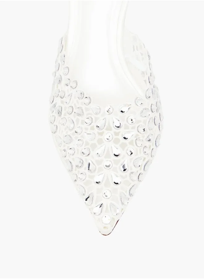 سيليست Women's Embellished Slip-On Shoes with Flared Heels