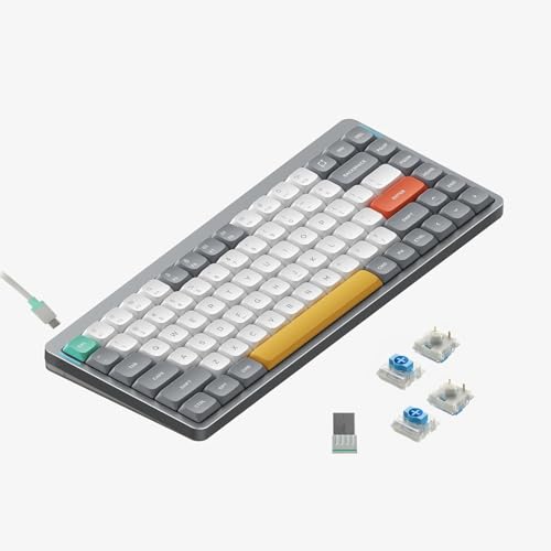 nuphy Air75 V2 Portable 75% Mechanical Keyboard,Wireless Keyboard,Supports Bluetooth/2.4G/USB-C RGB Gaming Keyboards,Compatible with Windows/Mac OS/Linux Systems Grey-Gateron Blue Switch - Image 1