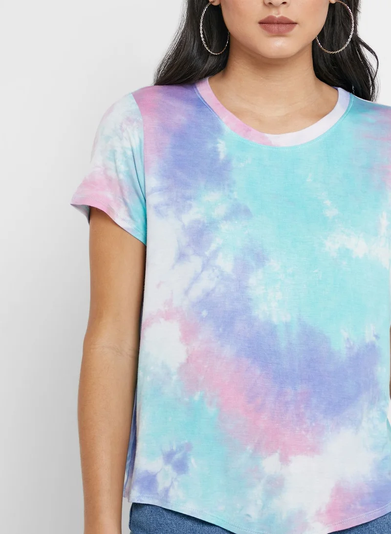 LUMIERE Tie Dye Knot Front T-Shirt