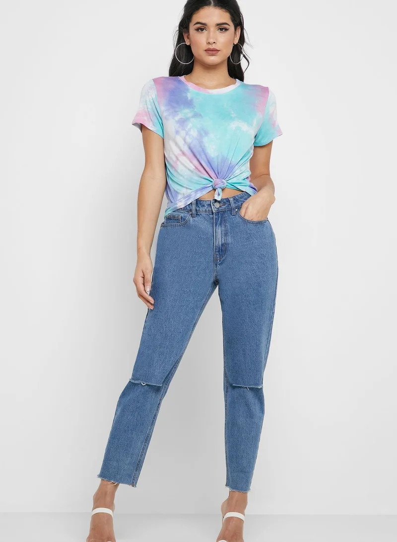 LUMIERE Tie Dye Knot Front T-Shirt