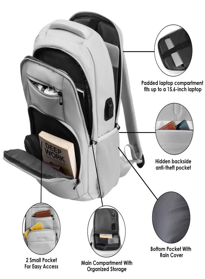 Red Lemon 26L Waterproof Laptop Backpack - Swiss Cut Design Pro Series 2025 Model, 15.6" Laptop Bag with Rain Cover for Men & Women, Ideal for Office, Travel, School & Daily Use (Moonstone Grey) - Image 4