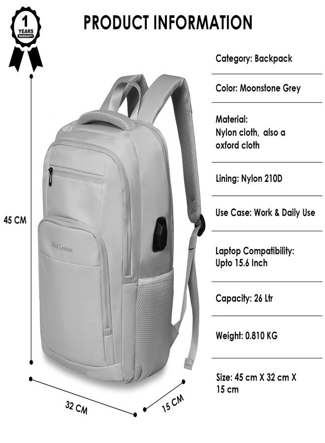 Red Lemon 26L Waterproof Laptop Backpack - Swiss Cut Design Pro Series 2025 Model, 15.6" Laptop Bag with Rain Cover for Men & Women, Ideal for Office, Travel, School & Daily Use (Moonstone Grey) - Image 3
