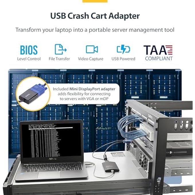 rayihni .COM MOBILE LAPTOP CRASH CART ADAPTER USB VGA MINI DISPLAYPORT KVM CONSOLE FILE TRANSFER VIDEO RECORDING TAA - Image 2