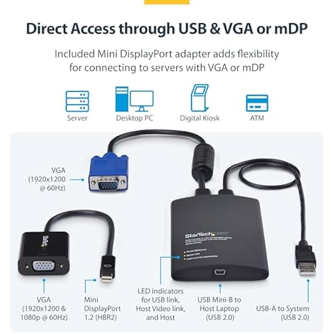 rayihni .COM MOBILE LAPTOP CRASH CART ADAPTER USB VGA MINI DISPLAYPORT KVM CONSOLE FILE TRANSFER VIDEO RECORDING TAA - Image 3