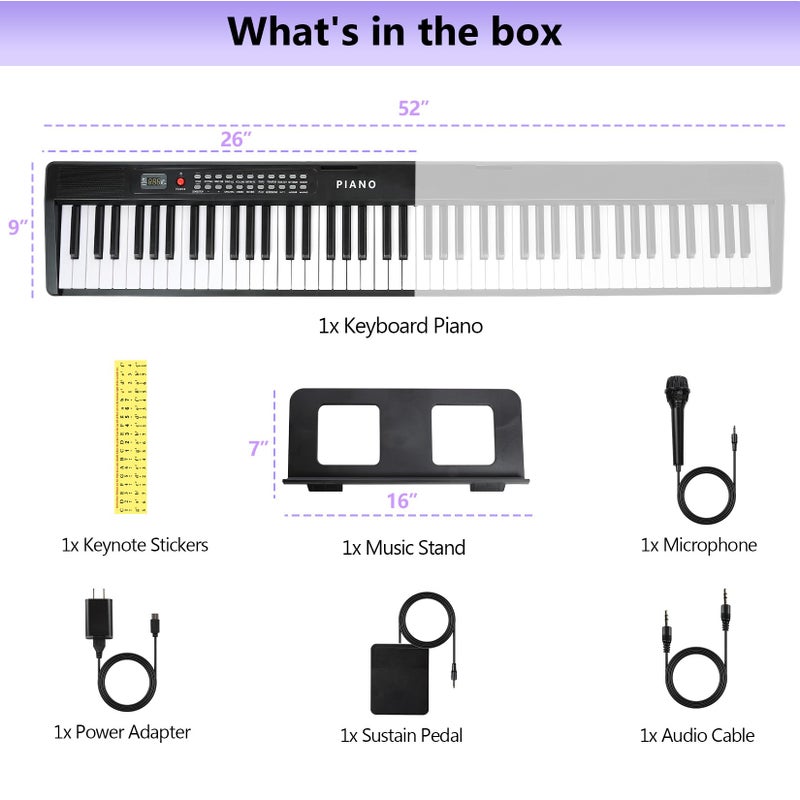 VEIYOUMO 88 Key SEMI-Weighted Keyboard Piano For Beginners w/MIDI, Bluetooth, 1000 Tones/Rhythms, 150 Demos, Sustain Pedal, Metronome, Sync, Chord, Dual Key, Key Drum, Teaching Mode, Corded Electric - Image 2