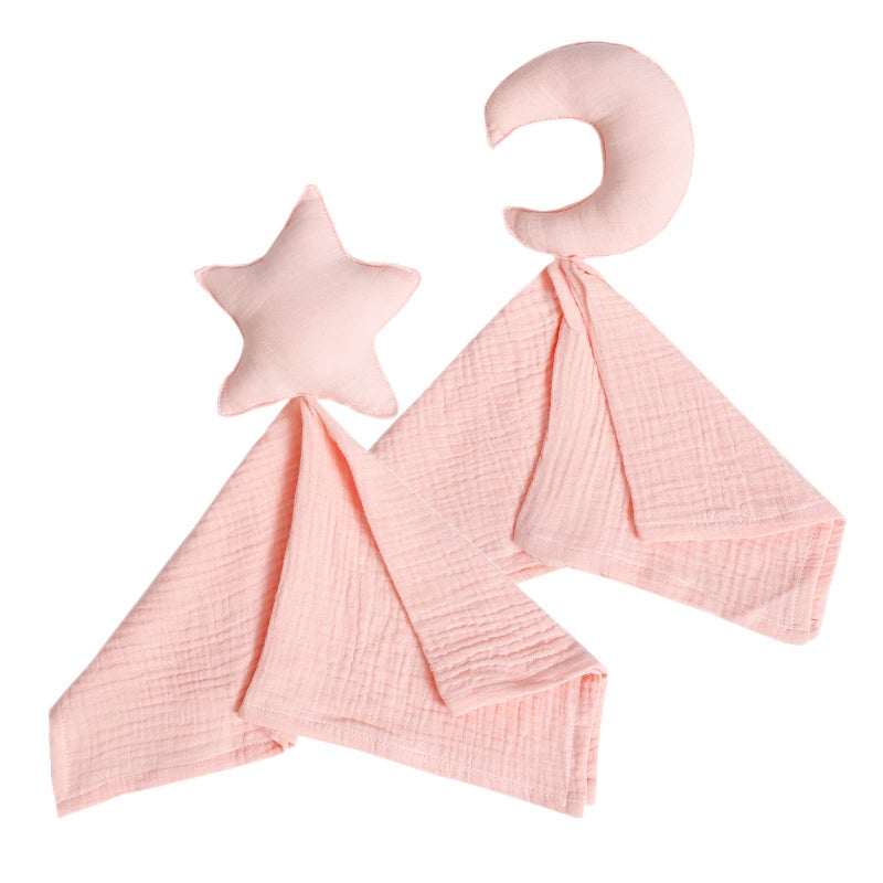 insular Lovey Blanket for Boys and Girls  Cotton Muslin Security Blanket for Babies  Bunny Lion Lovie Soothing Towel for Newborn and Infant  2 Pcs Set (Pink&Khahi) - Image 3