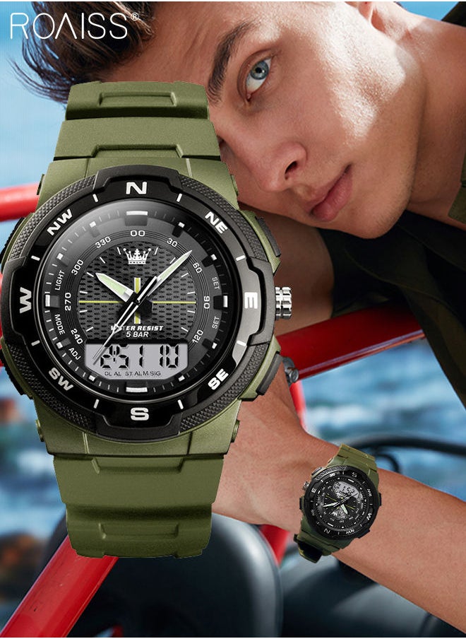 Men's Analog Digital Dual Display Sports Watch Multifunctional Three time 50M Waterproof Luminous Silicone Strap Electronic Quartz Wristwatch with Alarm Stopwatch 12H/24H for Outdoor Activities - pzsku/ZC236346D4FEA8F2C6104Z/45/_/1685352445/d825d78d-281a-4c01-8a3b-291158ee523d