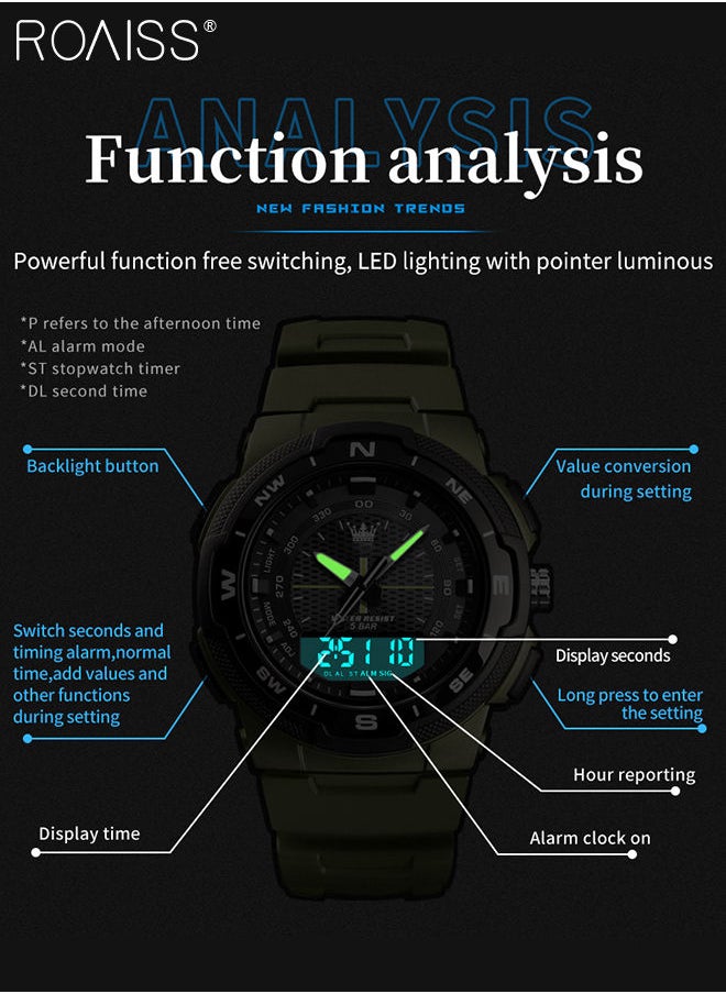 Men's Analog Digital Dual Display Sports Watch Multifunctional Three time 50M Waterproof Luminous Silicone Strap Electronic Quartz Wristwatch with Alarm Stopwatch 12H/24H for Outdoor Activities - pzsku/ZC236346D4FEA8F2C6104Z/45/_/1685352446/849fe2bc-6a83-49e6-89f6-23bb5ebbe965