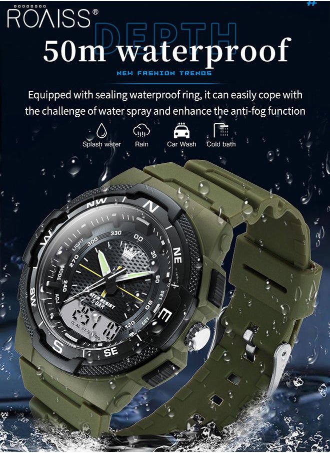 Men's Analog Digital Dual Display Sports Watch Multifunctional Three time 50M Waterproof Luminous Silicone Strap Electronic Quartz Wristwatch with Alarm Stopwatch 12H/24H for Outdoor Activities - pzsku/ZC236346D4FEA8F2C6104Z/45/_/1685969070/c0053a36-4c3a-4331-a297-265f18e8c4ba