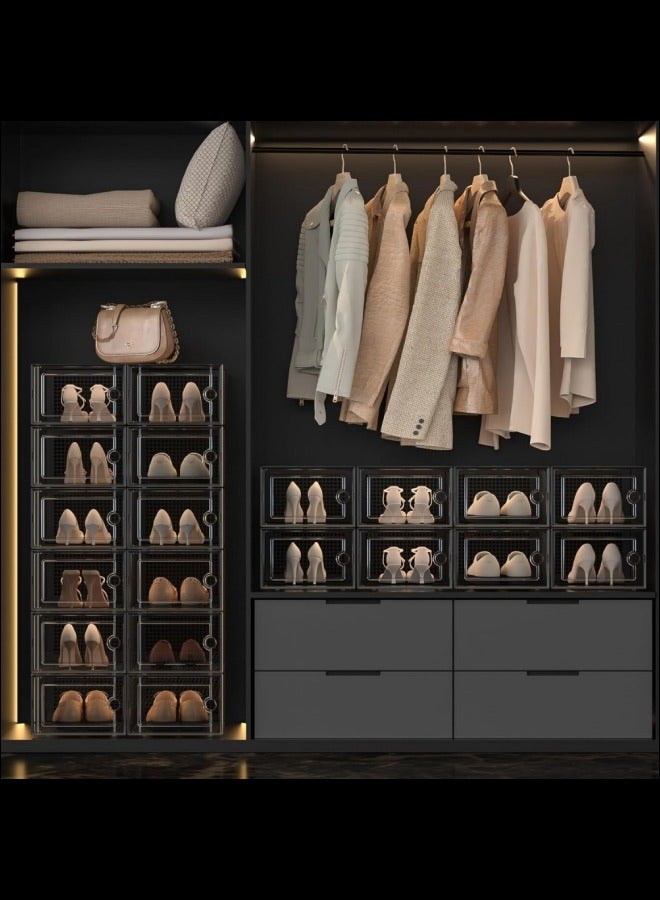 3-Piece Stackable Shoebox  Transparent/Black  PP Material  10.1*13.2*6.42 In - Image 2