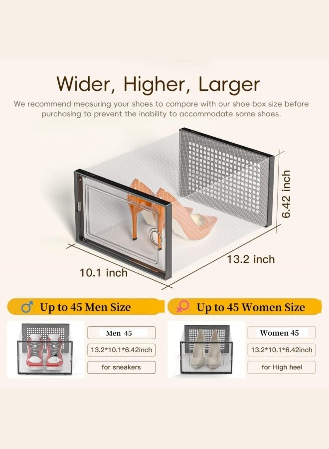 3-Piece Stackable Shoebox  Transparent/Black  PP Material  10.1*13.2*6.42 In - Image 3