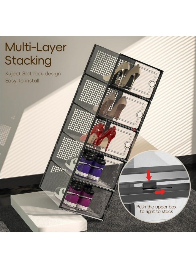 3-Piece Stackable Shoebox  Transparent/Black  PP Material  10.1*13.2*6.42 In - Image 4