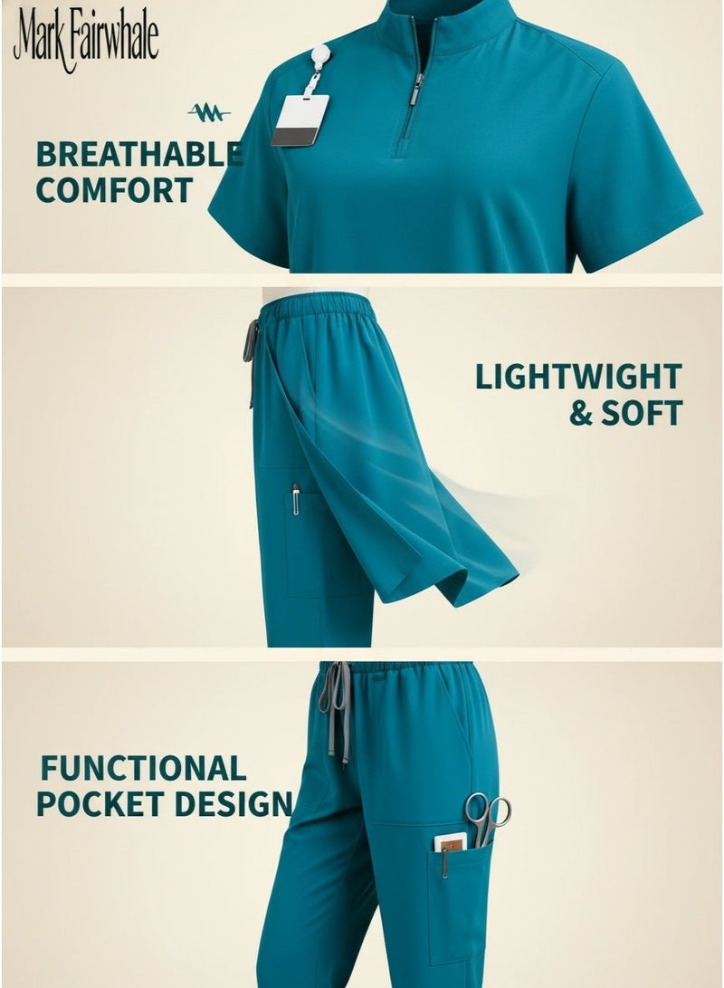 Mark Fairwhale New Minimalist Stand Up Collar Half Zipper Medical Hand Wash Suit Set - Image 5